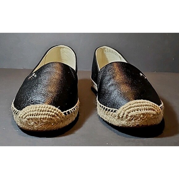 Michael Kors Kendrick Slip On Espadrille Flats MK Logo Leather Black Size: 8.5 M - Picture 2 of 15